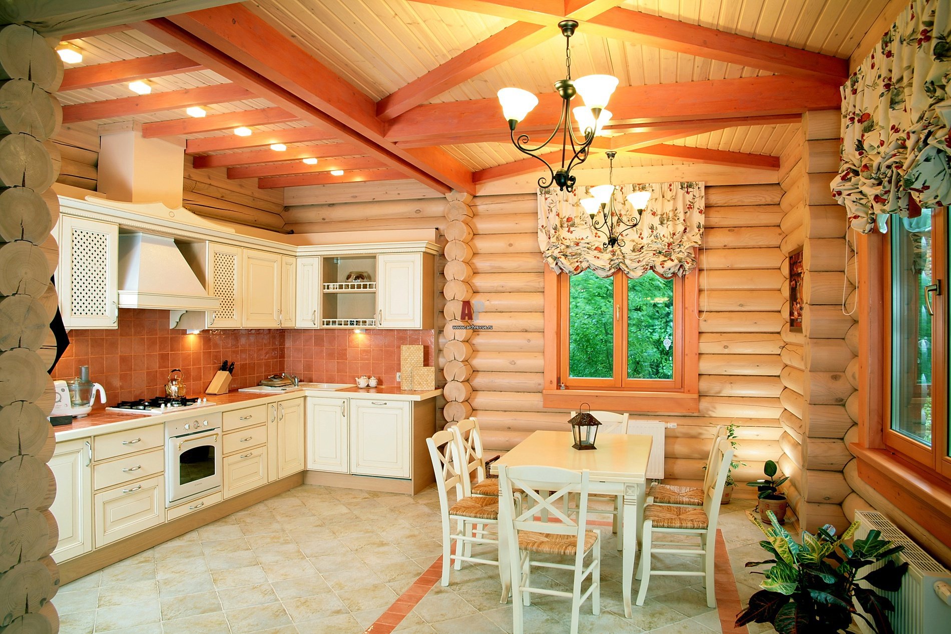 Современная кухня в деревянном доме фото » Картинки и фотографии .